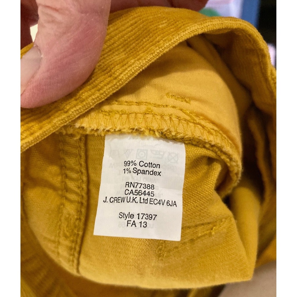 J. Crew Matchstick Mustard Corduroy Pants 27R (6)  Classic Preppy Minimalist - Picture 3 of 3